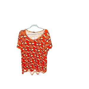 Lularoe Fox Shirt 3XL PERFECT for FALL (Pumpkin Color with Maroon background)